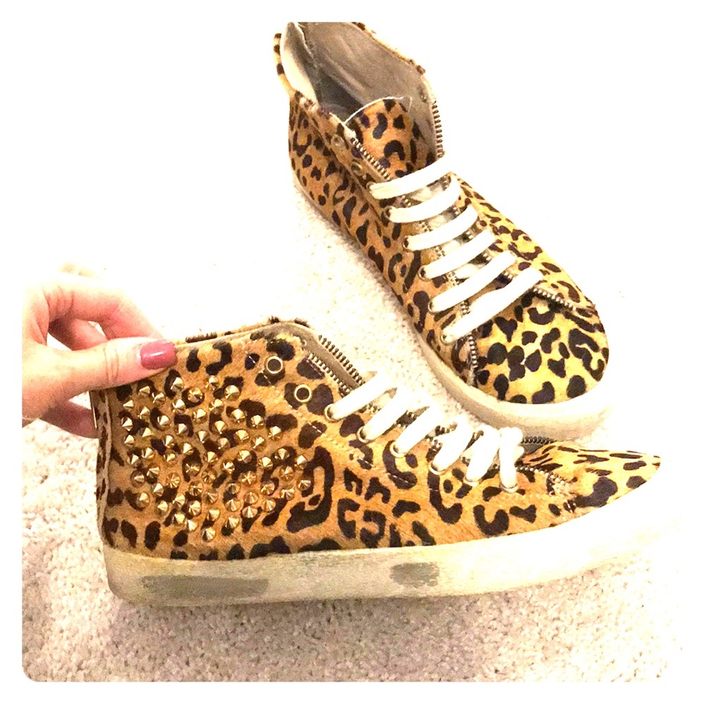 Zara leopard sneakers with studs